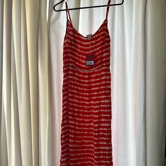 Mossimo NWT orange tie dye maxi dress spaghetti strap size L - Picture 1 of 6